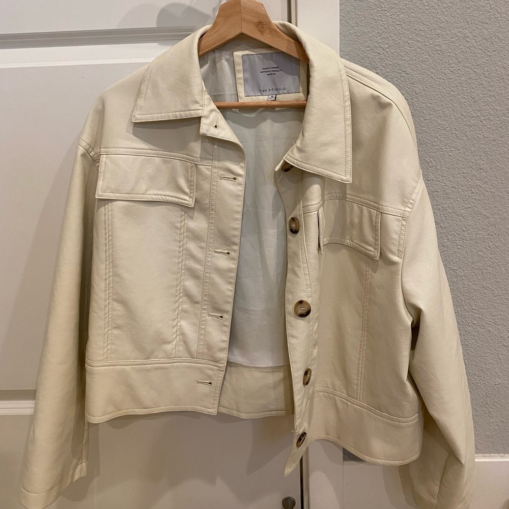 Cream leather Jacket